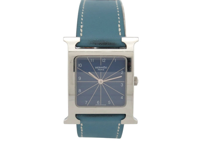 Montre Hermès Heure H GM HH1.510 - Montre quartz 34 mm en acier et cuir bleu 58 Facettes 272965