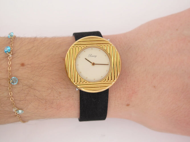 Montre Poiray Ma Première Ronde - Montre quartz 30 mm en or jaune 18K et acier 58 Facettes 272480