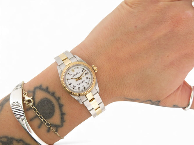 Montre Rolex Oyster Perpetual Lady 67243 - Montre automatique 24 mm acier et or jaune 58 Facettes 272072