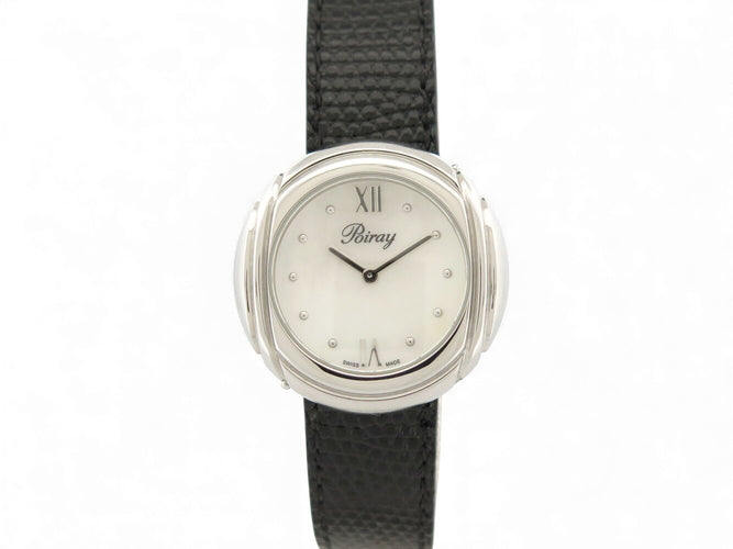 Montre Poiray Rive Droite - Montre quartz 31 mm en acier, bracelet cuir 58 Facettes 271816