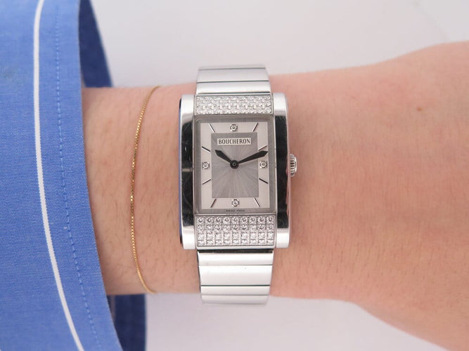 Montre Boucheron Reflet Icare - Montre quartz classique 34 mm en acier et diamants 58 Facettes 268397