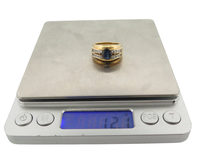 Bague 53 Bague style Art déco en or jaune 18K avec saphir et diamants 58 Facettes 268366