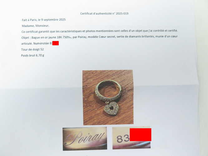 Bague 52 Poiray Cœur Secret - Bague en or jaune 18k et diamants 58 Facettes 267698