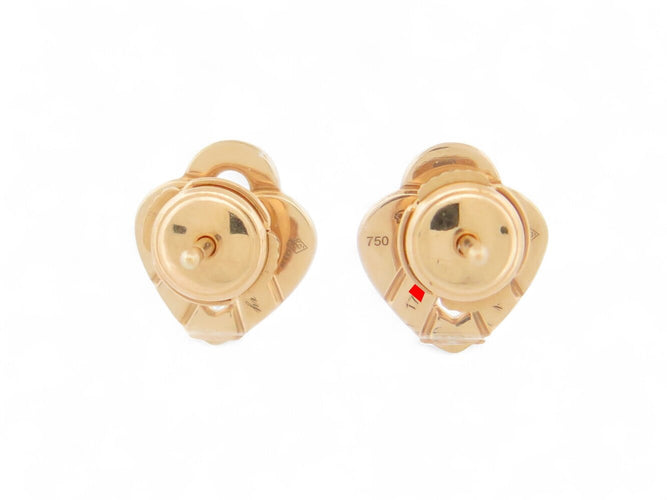 Boucles d'oreilles Poiray - Boucles d'oreilles Cœur Entrelacé émail rose en or jaune 18k 58 Facettes 270064
