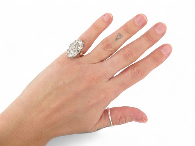 Bague 48 Bague marquise navette en or rose 18k et platine, 17 diamants 3,4 ct 58 Facettes 270710