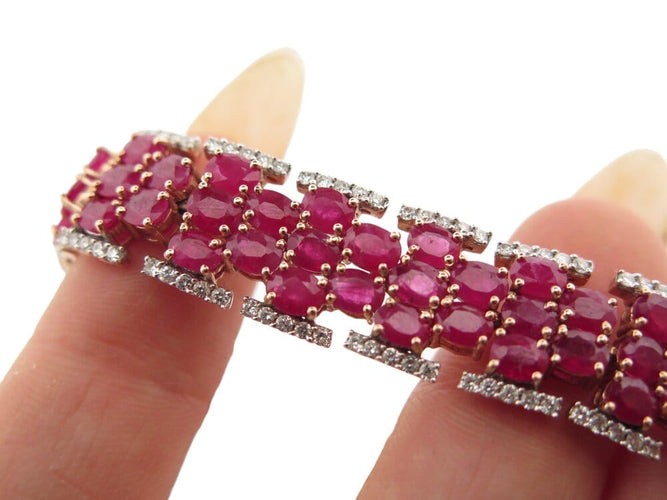 Bracelet Michael Christoff - Bracelet style tapis en or rose 14k rubis et diamants 58 Facettes 269285