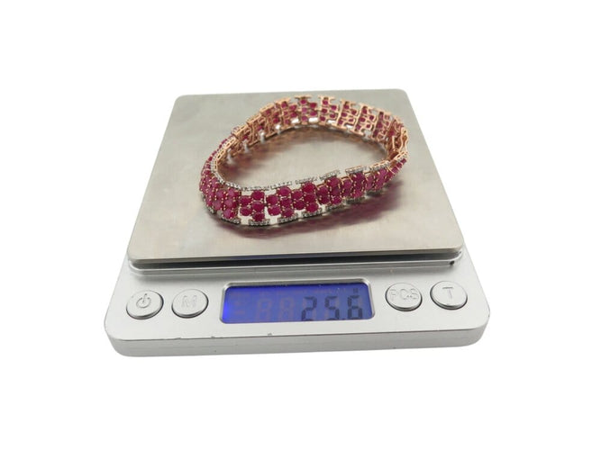 Bracelet Michael Christoff - Bracelet style tapis en or rose 14k rubis et diamants 58 Facettes 269285