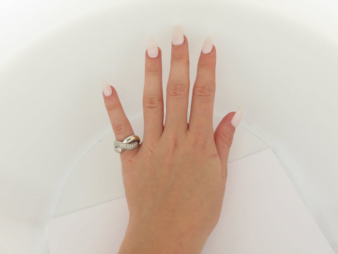 Bague 47 Poiray Tresse - Bague GM en or blanc 18k et diamants 1 ct 58 Facettes 268752