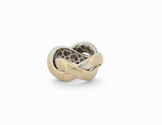 Bague 47 Poiray Tresse - Bague GM en or blanc 18k et diamants 1 ct 58 Facettes 268752