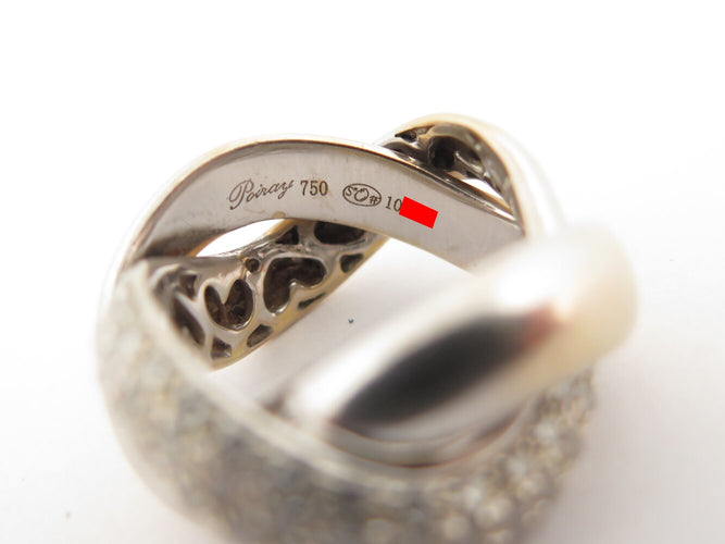 Bague 47 Poiray Tresse - Bague GM en or blanc 18k et diamants 1 ct 58 Facettes 268752