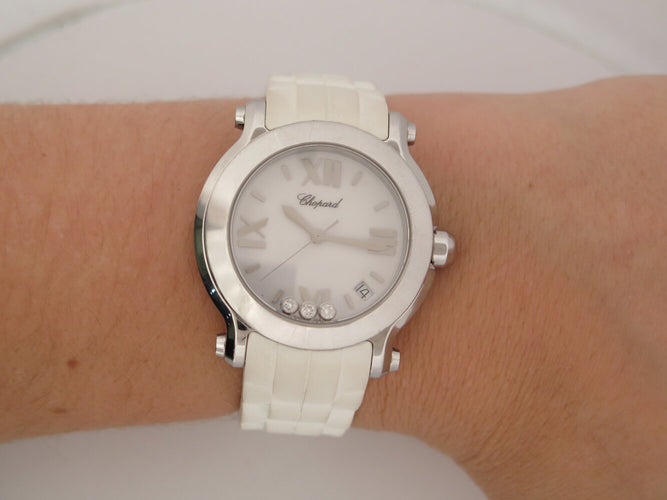 Montre Chopard Happy Sport - Montre quartz 36 mm en acier avec diamants 58 Facettes 271299