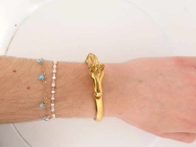 Bracelet vintage bracelet HERMES galop tete de cheval ravinet d'enfert plaque or 58 Facettes 272971