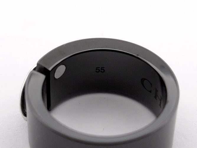 Bague 55 bague CHAUMET liens 081956 t55 en ceramique noir or blanc diamants 58 Facettes 272964