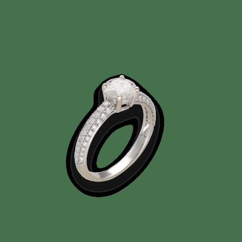 Bague 53 Solitaire - Bague en or gris 18k avec diamants, taille 53 58 Facettes FB11204 / FB11064