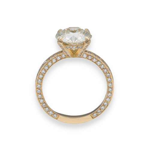 Bague 53 Solitaire - Bague en or jaune 18 carats avec diamant 3,04 ct et pavage 58 Facettes FB10500