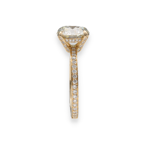 Bague 53 Solitaire - Bague en or jaune 18 carats avec diamant 3,04 ct et pavage 58 Facettes FB10500