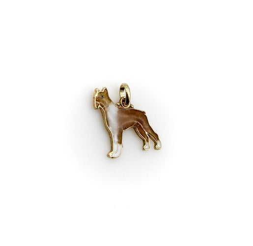 Pendentif Pendentif vintage boxer en or jaune 14k émaillé 58 Facettes