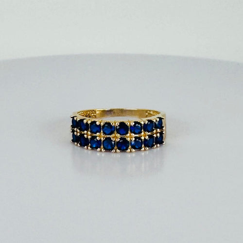 Bague 54 Bague vintage en or jaune 14k sertie de saphirs bleus 58 Facettes 2602001