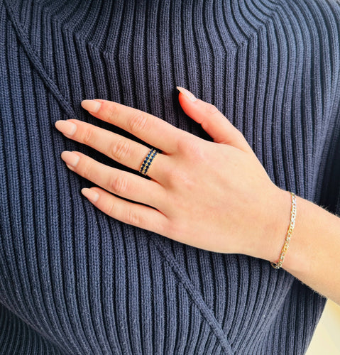 Bague 54 Bague vintage en or jaune 14k sertie de saphirs bleus 58 Facettes 2602001