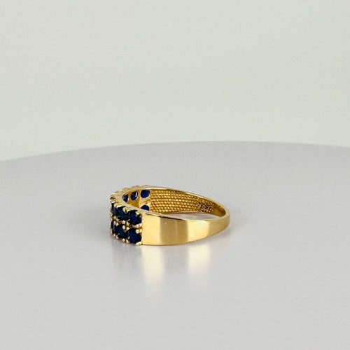 Bague 54 Bague vintage en or jaune 14k sertie de saphirs bleus 58 Facettes 2602001