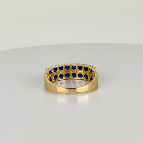 Bague 54 Bague vintage en or jaune 14k sertie de saphirs bleus 58 Facettes 2602001