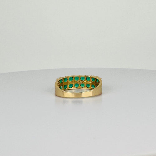 Bague 52 Bague vintage en or jaune 14k sertie d’émeraudes rondes 58 Facettes 2601022