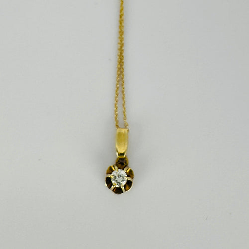 Pendentif Pendentif solitaire vintage en or jaune 14k et diamant brillant 58 Facettes 2601006