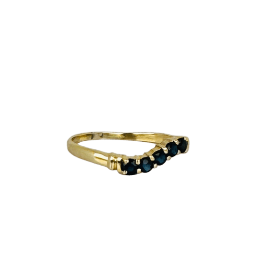 Bague 54 Bague chevron vintage en or jaune 14 carats et saphirs bleus 58 Facettes 2505009