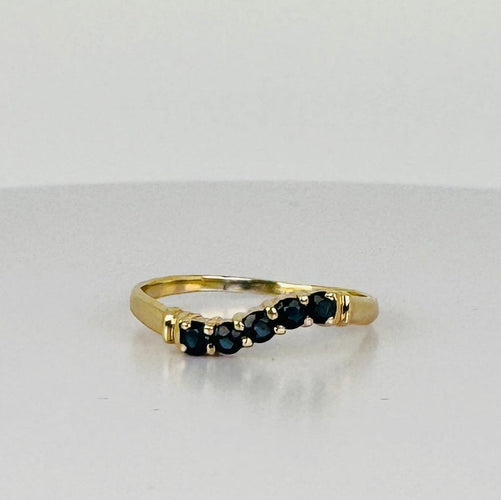 Bague 54 Bague chevron vintage en or jaune 14 carats et saphirs bleus 58 Facettes 2505009
