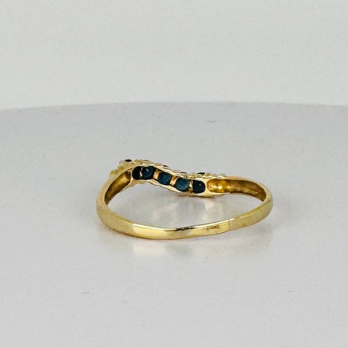 Bague 54 Bague chevron vintage en or jaune 14 carats et saphirs bleus 58 Facettes 2505009