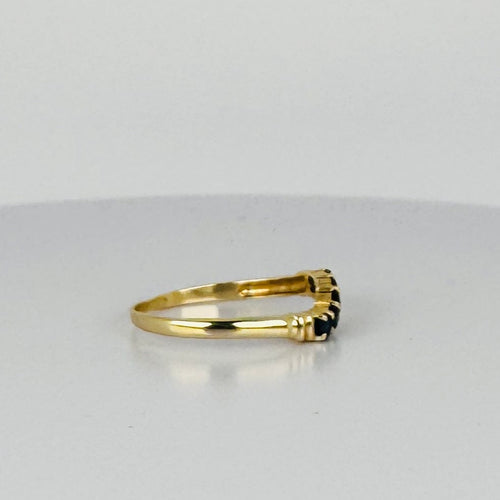 Bague 54 Bague chevron vintage en or jaune 14 carats et saphirs bleus 58 Facettes 2505009
