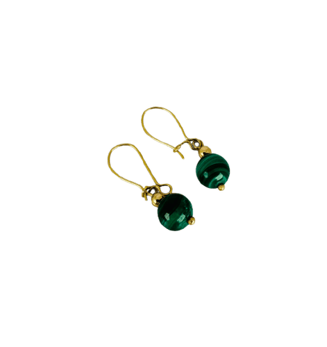 Boucles d'oreilles Boucles d'oreilles vintage en or jaune et malachite verte 58 Facettes 2505019