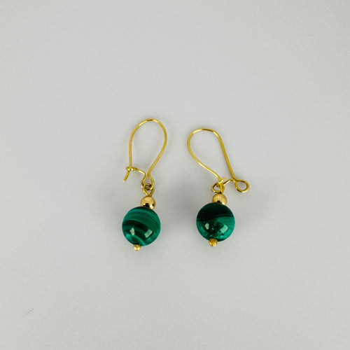 Boucles d'oreilles Boucles d'oreilles vintage en or jaune et malachite verte 58 Facettes 2505019