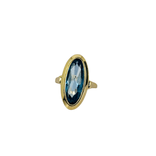 Bague 51 Bague vintage en or jaune 14 carats et topaze bleue 58 Facettes 2512021