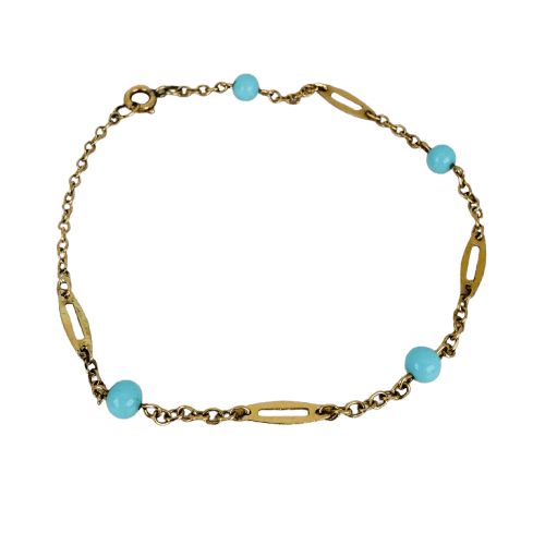 Bracelet Bracelet vintage en or 18 carats avec turquoises 58 Facettes 2601011