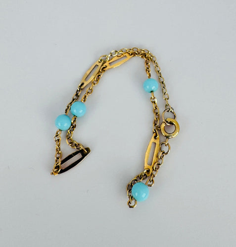 Bracelet Bracelet vintage en or 18 carats avec turquoises 58 Facettes 2601011