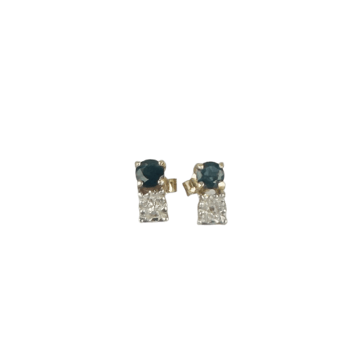 Boucles d'oreilles Boucles d’oreilles vintage en or jaune 14K, saphirs bleus et diamants 58 Facettes 2508002