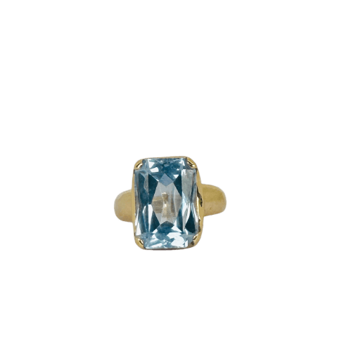 Bague 56 Bague vintage en or jaune 18 carats avec topaze bleue 58 Facettes 2501010