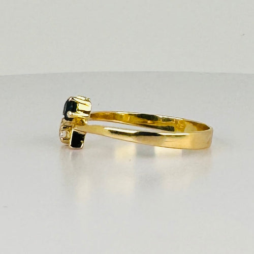 Bague 55 Bague Toi & Moi vintage en or jaune 18 carats, saphir et diamant 58 Facettes 2410029