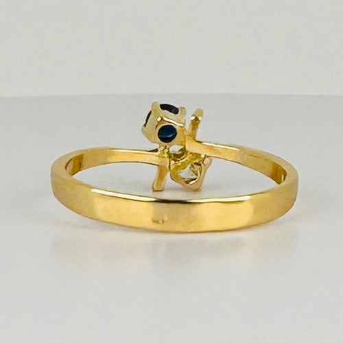 Bague 55 Bague Toi & Moi vintage en or jaune 18 carats, saphir et diamant 58 Facettes 2410029
