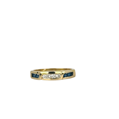 Bague 52 Bague vintage en or jaune 18 carats avec diamants et saphirs 58 Facettes 2310016