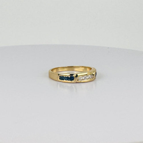 Bague 52 Bague vintage en or jaune 18 carats avec diamants et saphirs 58 Facettes 2310016