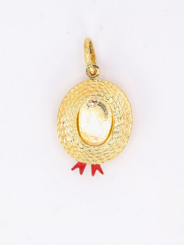 Pendentif Pendentif charm chapeau canotier vintage en or jaune 18 carats, émail rouge 58 Facettes 1098.26
