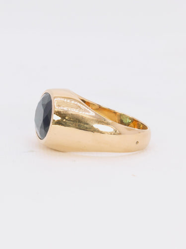 Bague 59.5 Bague jonc cocktail en or jaune 18 carats avec saphir ovale 58 Facettes 1087.14