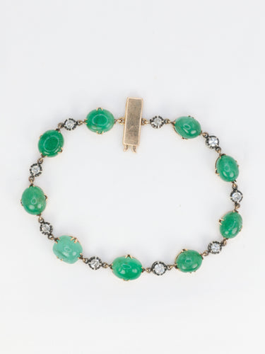 Bracelet Bracelet ancien cabochons d'émeraudes or jaune diamants 58 Facettes 777