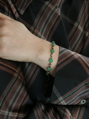 Bracelet Bracelet ancien cabochons d'émeraudes or jaune diamants 58 Facettes 777