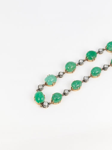 Bracelet Bracelet ancien cabochons d'émeraudes or jaune diamants 58 Facettes 777