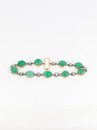 Bracelet Bracelet ancien cabochons d'émeraudes or jaune diamants 58 Facettes 777
