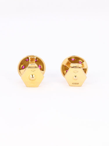 Boucles d'oreilles Boucles d'oreilles demi-boules or jaune rubis serti étoile 58 Facettes 1128.3