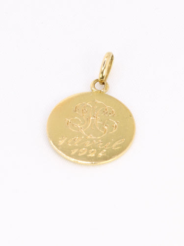 Pendentif Médaille ancienne Vierge de profil en or jaune 58 Facettes 1182.2